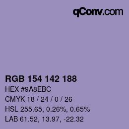 カラーコード: RGB 154 142 188 | qconv.com