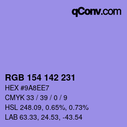 カラーコード: RGB 154 142 231 | qconv.com