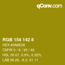 Color code: RGB 154 142 8 | qconv.com