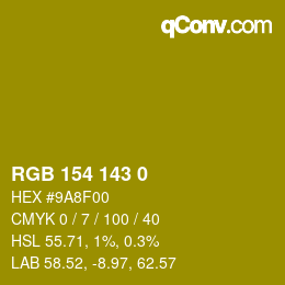 カラーコード: RGB 154 143 0 | qconv.com