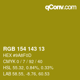 Color code: RGB 154 143 13 | qconv.com