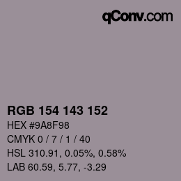 カラーコード: RGB 154 143 152 | qconv.com