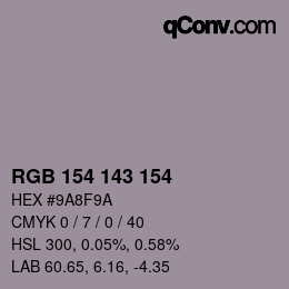 カラーコード: RGB 154 143 154 | qconv.com