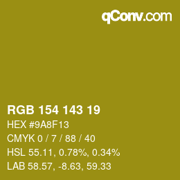カラーコード: RGB 154 143 19 | qconv.com