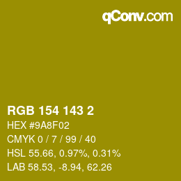 カラーコード: RGB 154 143 2 | qconv.com