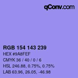Color code: RGB 154 143 239 | qconv.com