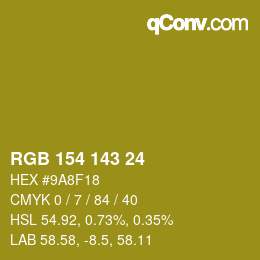 カラーコード: RGB 154 143 24 | qconv.com