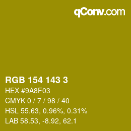 カラーコード: RGB 154 143 3 | qconv.com