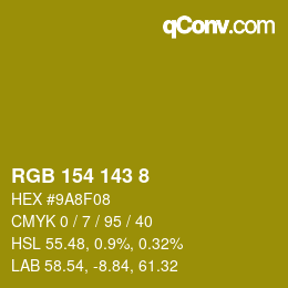 カラーコード: RGB 154 143 8 | qconv.com