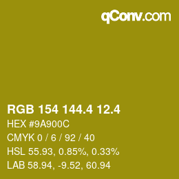 カラーコード: RGB 154 144.4 12.4 | qconv.com
