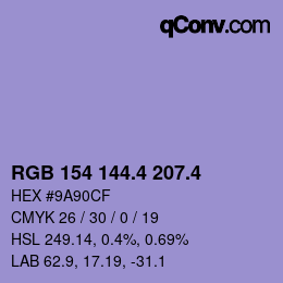 カラーコード: RGB 154 144.4 207.4 | qconv.com