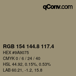 カラーコード: RGB 154 144.8 117.4 | qconv.com