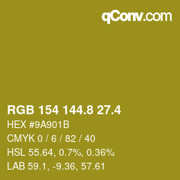 カラーコード: RGB 154 144.8 27.4 | qconv.com