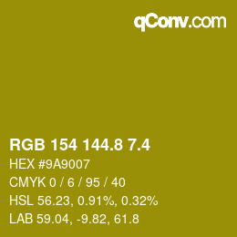 カラーコード: RGB 154 144.8 7.4 | qconv.com