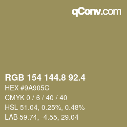 カラーコード: RGB 154 144.8 92.4 | qconv.com