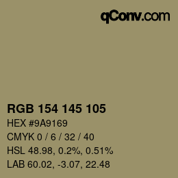 カラーコード: RGB 154 145 105 | qconv.com