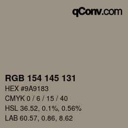 Código de color: RGB 154 145 131 | qconv.com