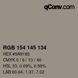 颜色代码: RGB 154 145 134 | qconv.com