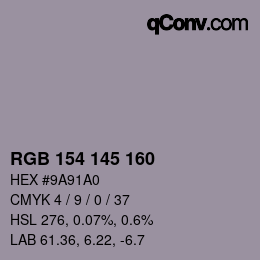 Color code: RGB 154 145 160 | qconv.com