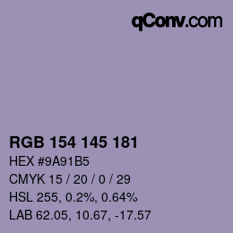 Color code: RGB 154 145 181 | qconv.com