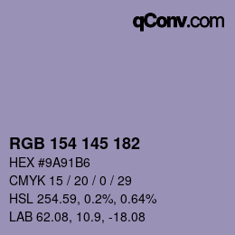 Farbcode: RGB 154 145 182 | qconv.com