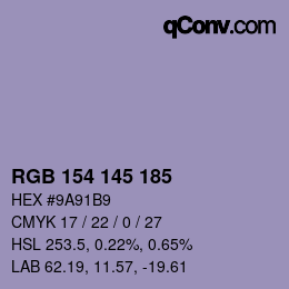 Color code: RGB 154 145 185 | qconv.com