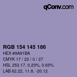 Color code: RGB 154 145 186 | qconv.com
