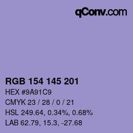 Color code: RGB 154 145 201 | qconv.com