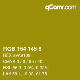Color code: RGB 154 145 8 | qconv.com