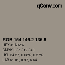 カラーコード: RGB 154 146.2 135.6 | qconv.com