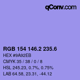 カラーコード: RGB 154 146.2 235.6 | qconv.com