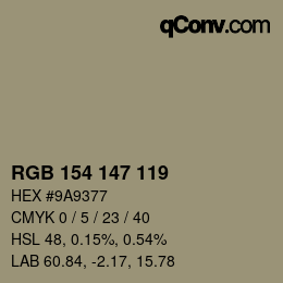 Color code: RGB 154 147 119 | qconv.com