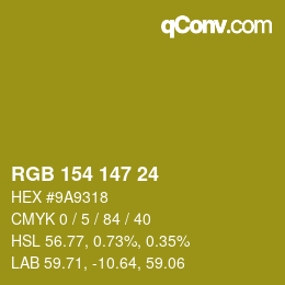 カラーコード: RGB 154 147 24 | qconv.com