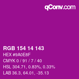 Color code: RGB 154 14 143 | qconv.com