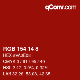 カラーコード: RGB 154 14 8 | qconv.com
