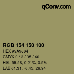 Color code: RGB 154 150 100 | qconv.com