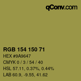 Farbcode: RGB 154 150 71 | qconv.com