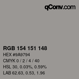 カラーコード: RGB 154 151 148 | qconv.com