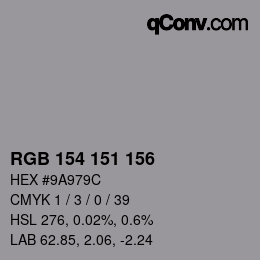 Código de color: RGB 154 151 156 | qconv.com