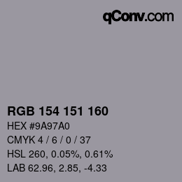 Color code: RGB 154 151 160 | qconv.com