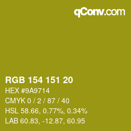 Color code: RGB 154 151 20 | qconv.com