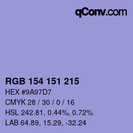 Color code: RGB 154 151 215 | qconv.com