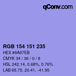 Color code: RGB 154 151 235 | qconv.com