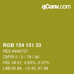 Color code: RGB 154 151 33 | qconv.com