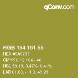 Color code: RGB 154 151 55 | qconv.com