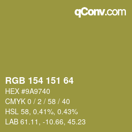 Color code: RGB 154 151 64 | qconv.com