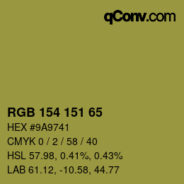 Color code: RGB 154 151 65 | qconv.com