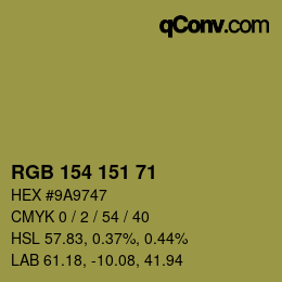 Código de color: RGB 154 151 71 | qconv.com