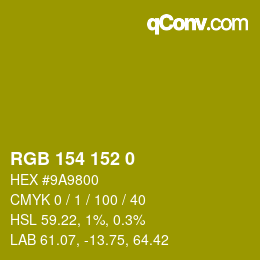 Color code: RGB 154 152 0 | qconv.com