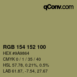 Color code: RGB 154 152 100 | qconv.com